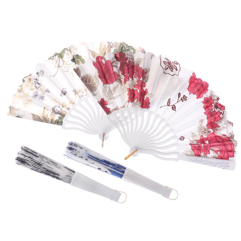 Retro Flower Printed Folding Fan Classical Dancing Fan Women Cheongsam Fan Portable Hand Held Fan Wedding Fan Decor Gifts
