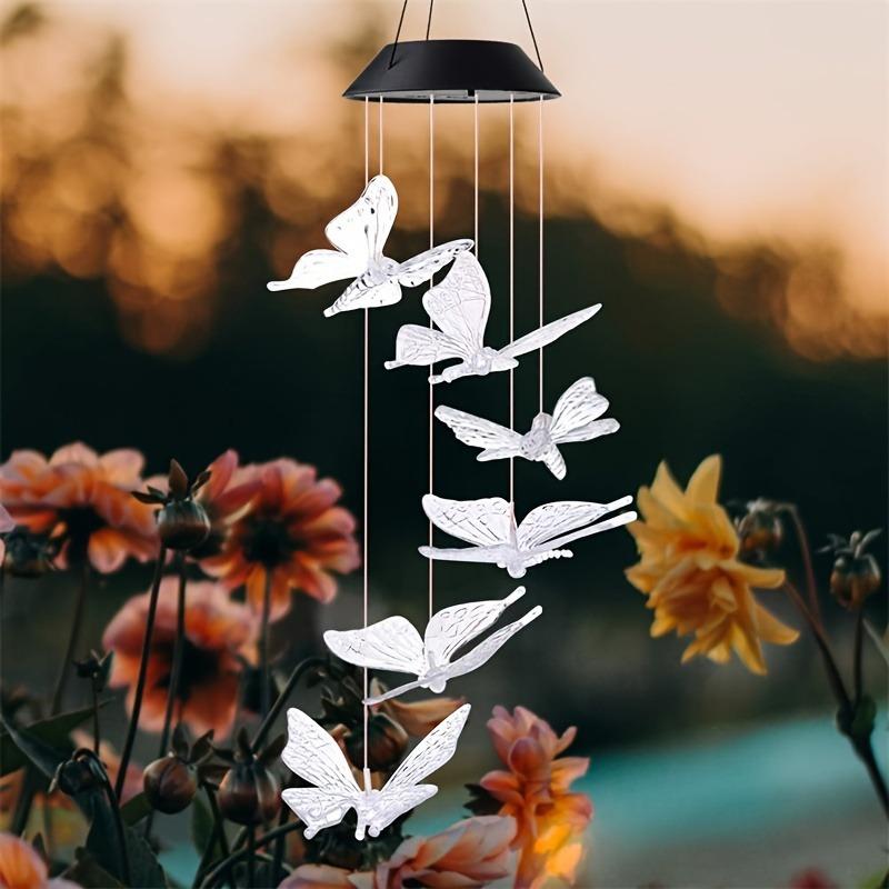 1pack Led Color Changing Butterfly Solar Wind Chimes Outdoor Waterproof Birthday Gifts For Garden Yard Outdoor Lights Christmas
