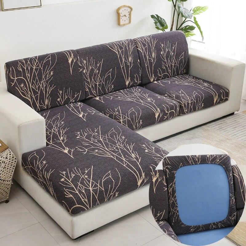 New Floral Printed Stretch Sofa Seat Cushion Cover Backrest Cover Protector for Couch Sofa Cover L Shape Chaselong Slipcovers