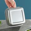 Stainless Steel Food Container Fresh Keeping Box Sealed Lid Crisper Lunch Meal Prep Storage Fridge Kitchen Set Round Square Bowl