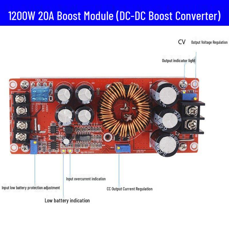 1800W 40A Adjustable Boost Converter Module, Constant Voltage & Current DC-DC.
