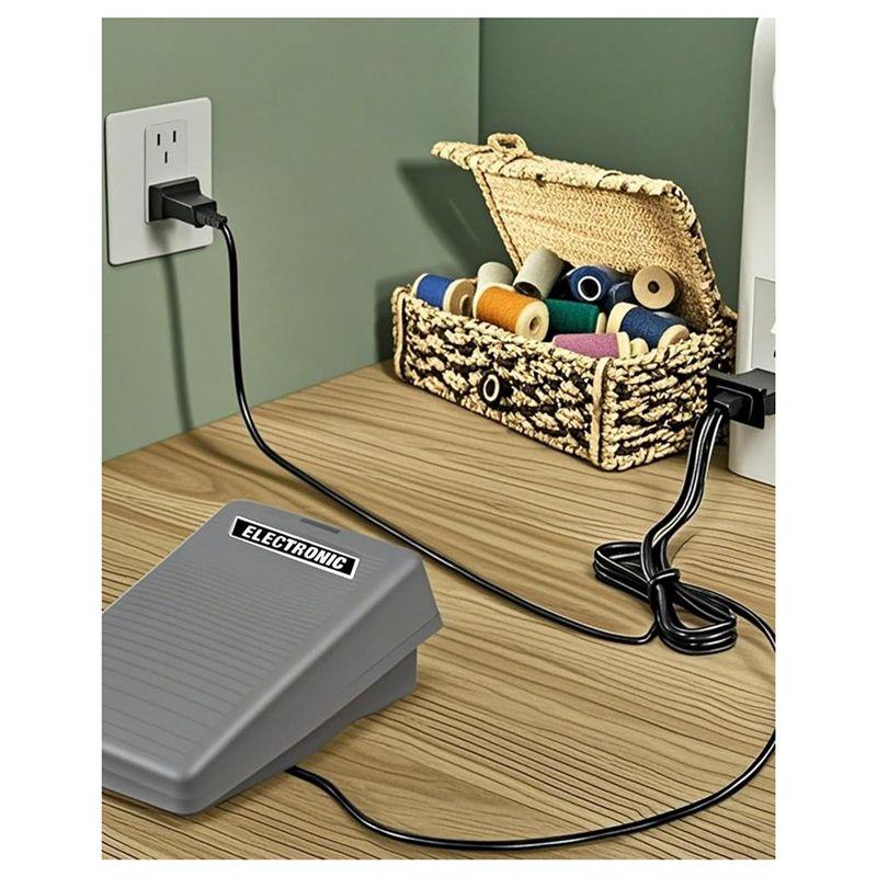 ABIY Compatible Foot Pedal Power Cord For Brother Models Jx2517 Lx3817 Xm2701 Xl2600 Lx3125 Lx2500 Xl5130 Gx37 Ls2400- US Plug