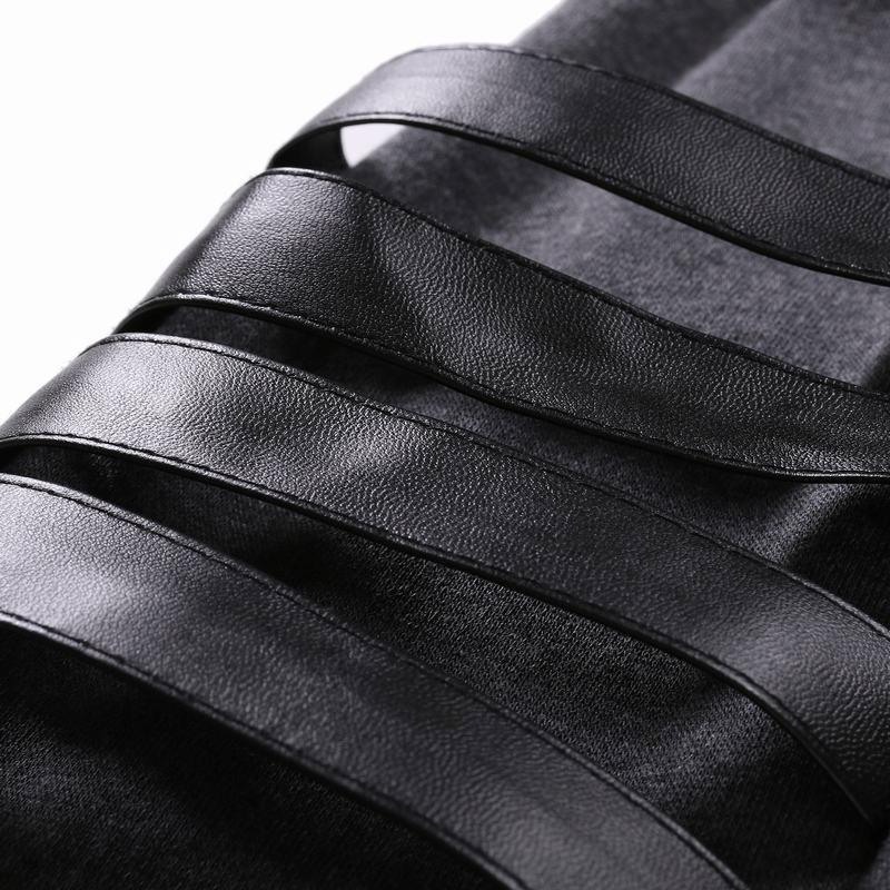 Autumn And Winter Hooded Men'S Leather Casual Personalized Fashion Hoodie Patchwork Top For Men