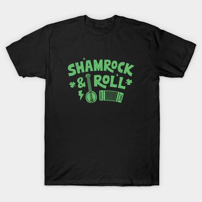 Asian Size Men Print T-shirt Shamrock &Amp; Roll Typography Funny No-Cut Heat Transfer Print Cotton Tshirt