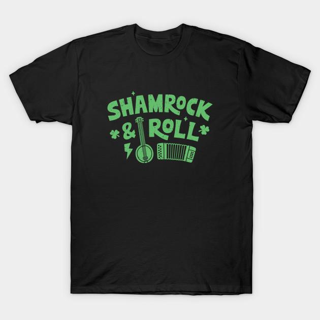 Men Black Print T-shirt Shamrock &Amp; Roll Typography Funny No-Cut Transfer Paper Print Cotton Tshirt M