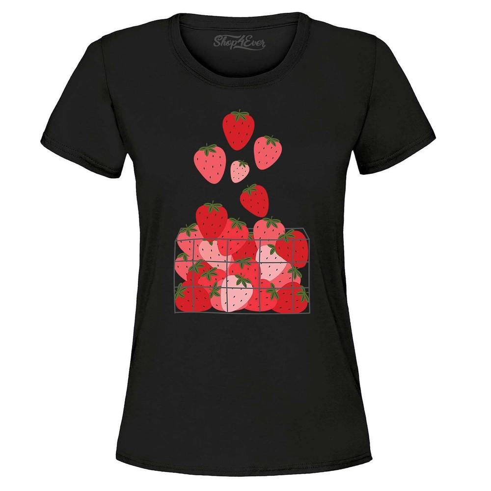 Strawberry Basket Cottagecore Women's T-Shirt Cottage Shirts