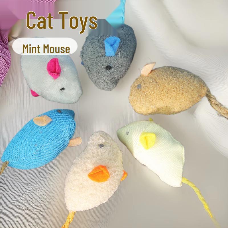 Cute Plush Mint Mouse Cat Toy for Self-Entertainment and Relief