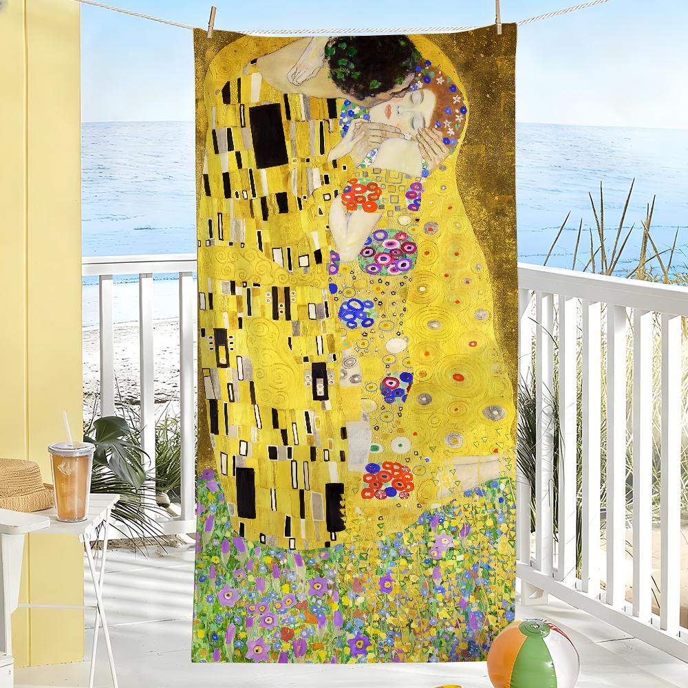 The Kiss Gustav Klimt Painting Towel Soft Pool Gift For Travel Gym Shower Camping Quick Dry Sports Large Beach Towels