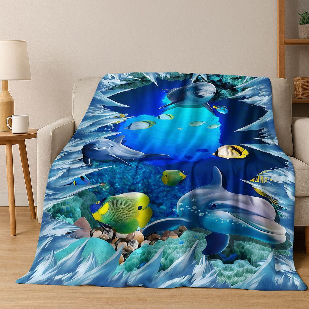 3D Illusion Breaking Wall Dinosaur Animal Series Flannel Blanket,Cozy Soft Throw Blanket for Home Bedroom Bed Sofa Cover Kids