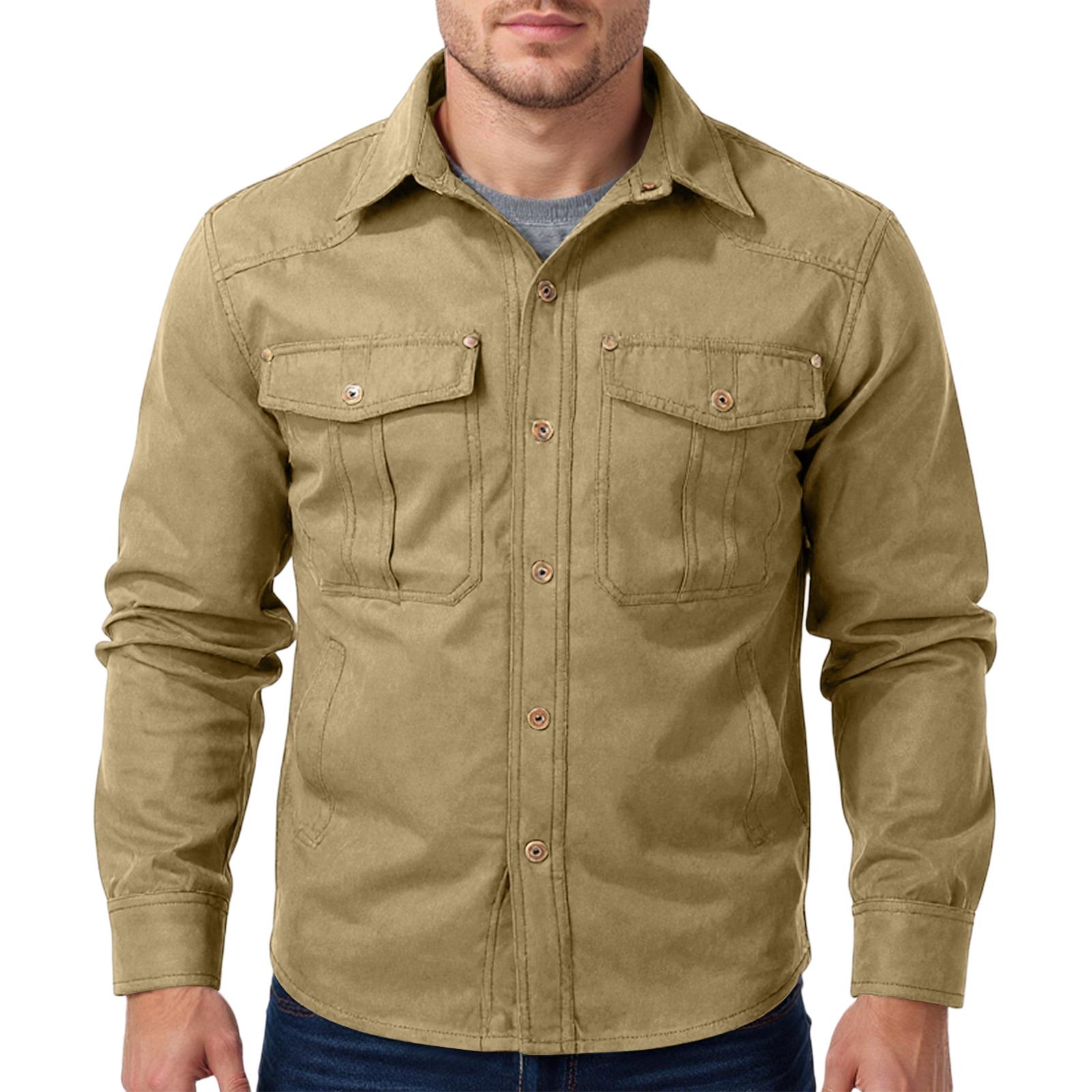 

Men s Relaxed-Fit Casual Workwear Long-Sleeve Jacket Shirt XL