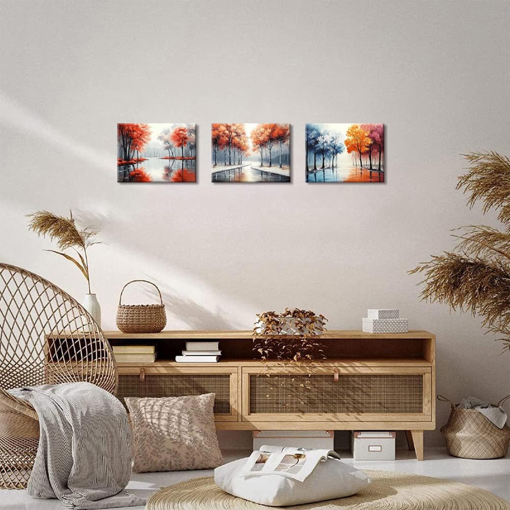 PIY PAINTING Wall Art, Landscape Canvas Wall Art, Decorative Painting, Autumn Landscape Canvas Print, Forest Wall Decorative Painting, Framed Wall