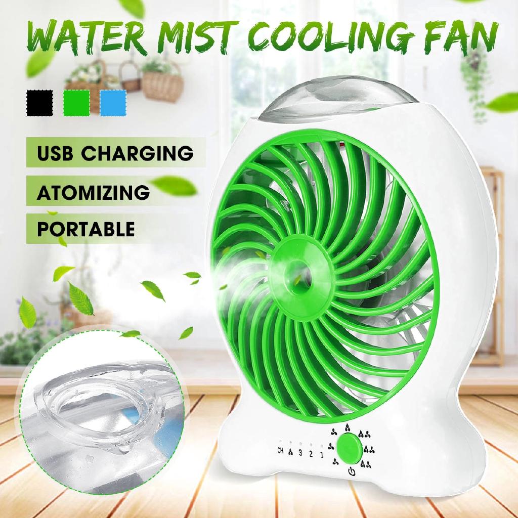 

Mini USB Fan Desktops Portable Water Mist Cooling Fan Cooler Household Rechargeable Air Conditioner Humidifier DC 5V зелёный