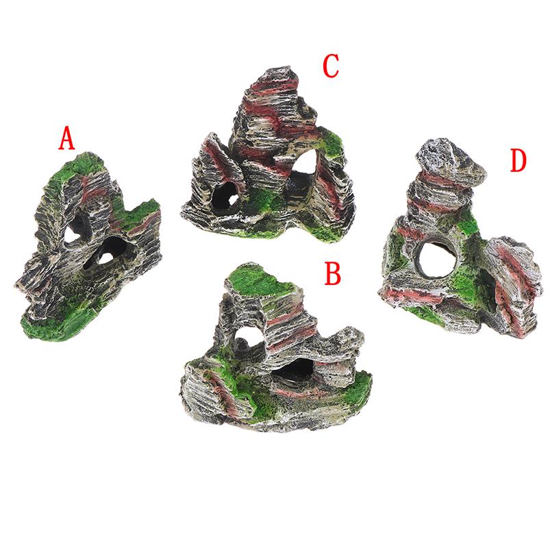 Mountain View Aquarium Rock Cave Tree Bridge Ornament akvária s rybami Dekor Skalka