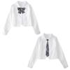 Early Autumn Women's Long-Sleeve White Japanese JK College Style Accordion Pleat Shirt