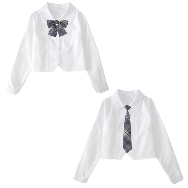 Early Autumn Women's Long-Sleeve White Japanese JK College Style Accordion Pleat Shirt