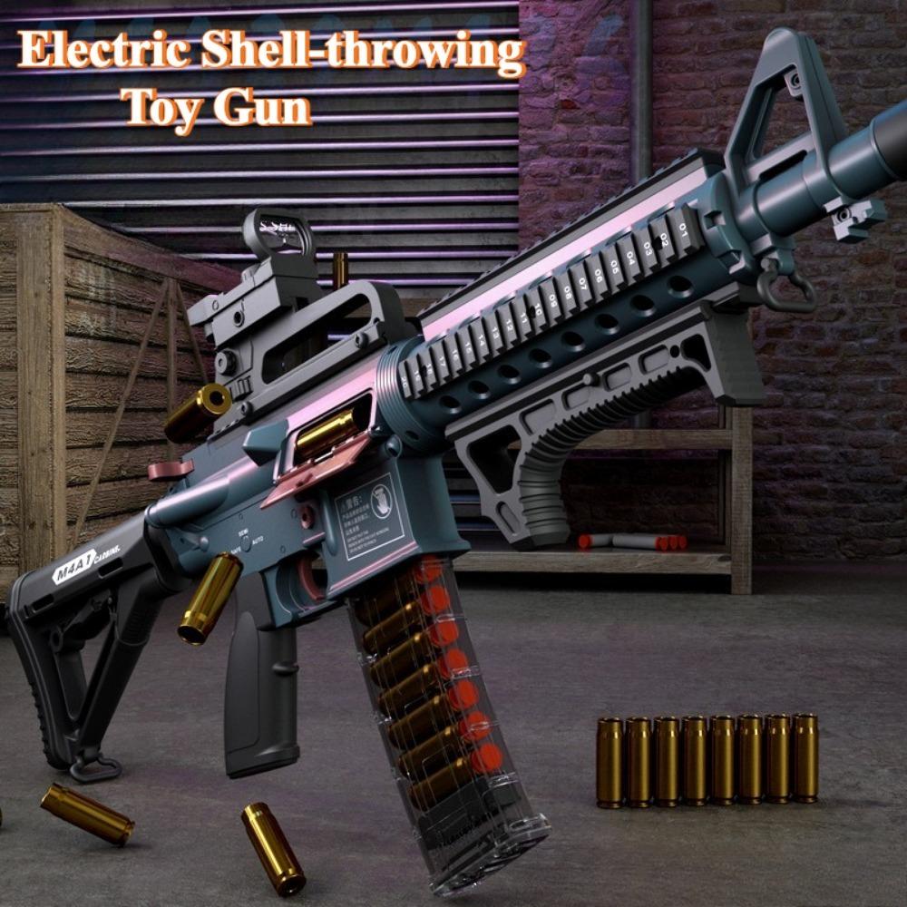 M4A1/M416 Electric Continuous Firing Shell Throwing Soft Bullet Toy Gun Assault Rifle Outdoor Shooting Games Christmas Gift