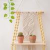 Good-Single Tier Macrame Boho Wall Hanging Shelf,Handmade Boho Wooden Woven Plants Floating Shelves Decor,Mini Chic Organizer