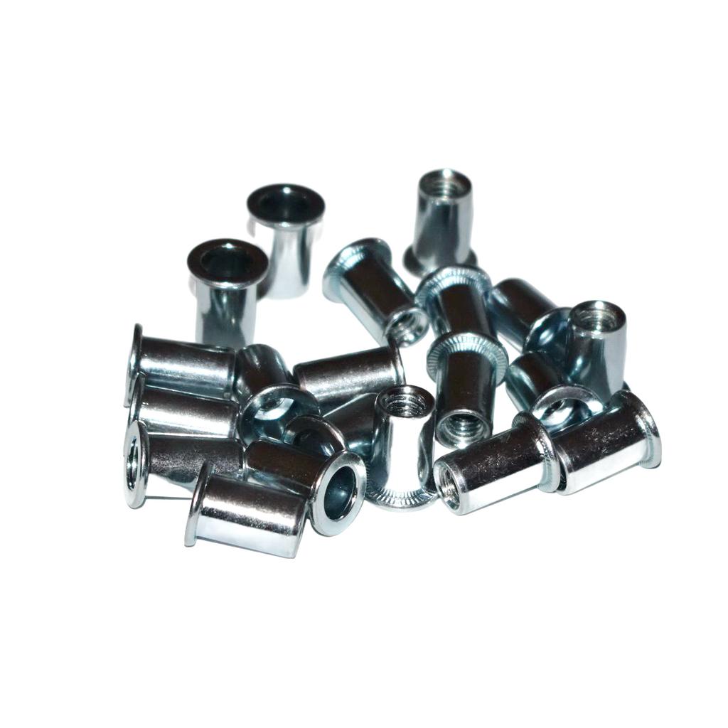 Cylindrical Rivet Nut Steel M12X20 . 20 Pcs. Range 1-4 . Smooth Sleeve