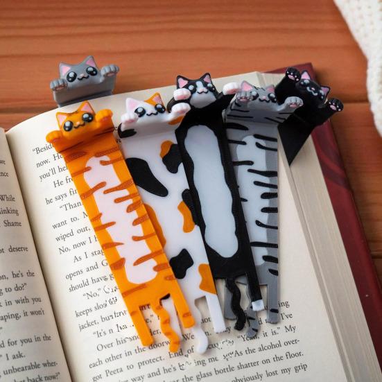Hanging Cat Bookmark Plastic 3D Printed Long Body Kitten Book Page Marker Animal Decoration Book Lovers Birthday Christmas Gift