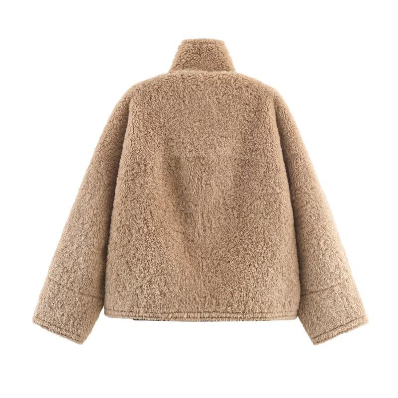 Original Winter Jacket Double-Sided Fur Jacket Women's Loose Fit Long Sleeve Zipper Outerwear Coats Jacket Women