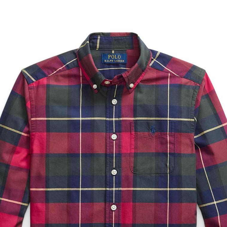 Polo Ralph Lauren Casual Shirt Plaid Cotton Oxford Button-Down Long Sleeve Kids Kids Shirts 323981017-001