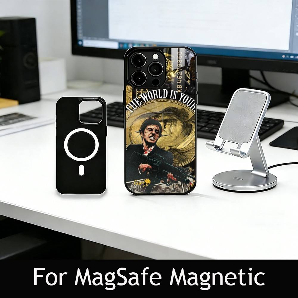 S-Scarface T-Tony Phone Case For iPhone17,16,15,14,13,12,11 Plus,Pro Magnetic with Magsafe Wireless Charging