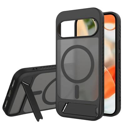 Armor Design Shockproof Matte Case For Google Pixel 10 9 Pro XL Magnetic Wireless Charge Hidden Brackret Semi-Transparent Cover