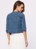 Allegra K Women's Denim Jacket, Jeans Coat, Bolero, Cardigan, Collarless, 3/4 Sleeves, Chest Pocket, Blue, Size M