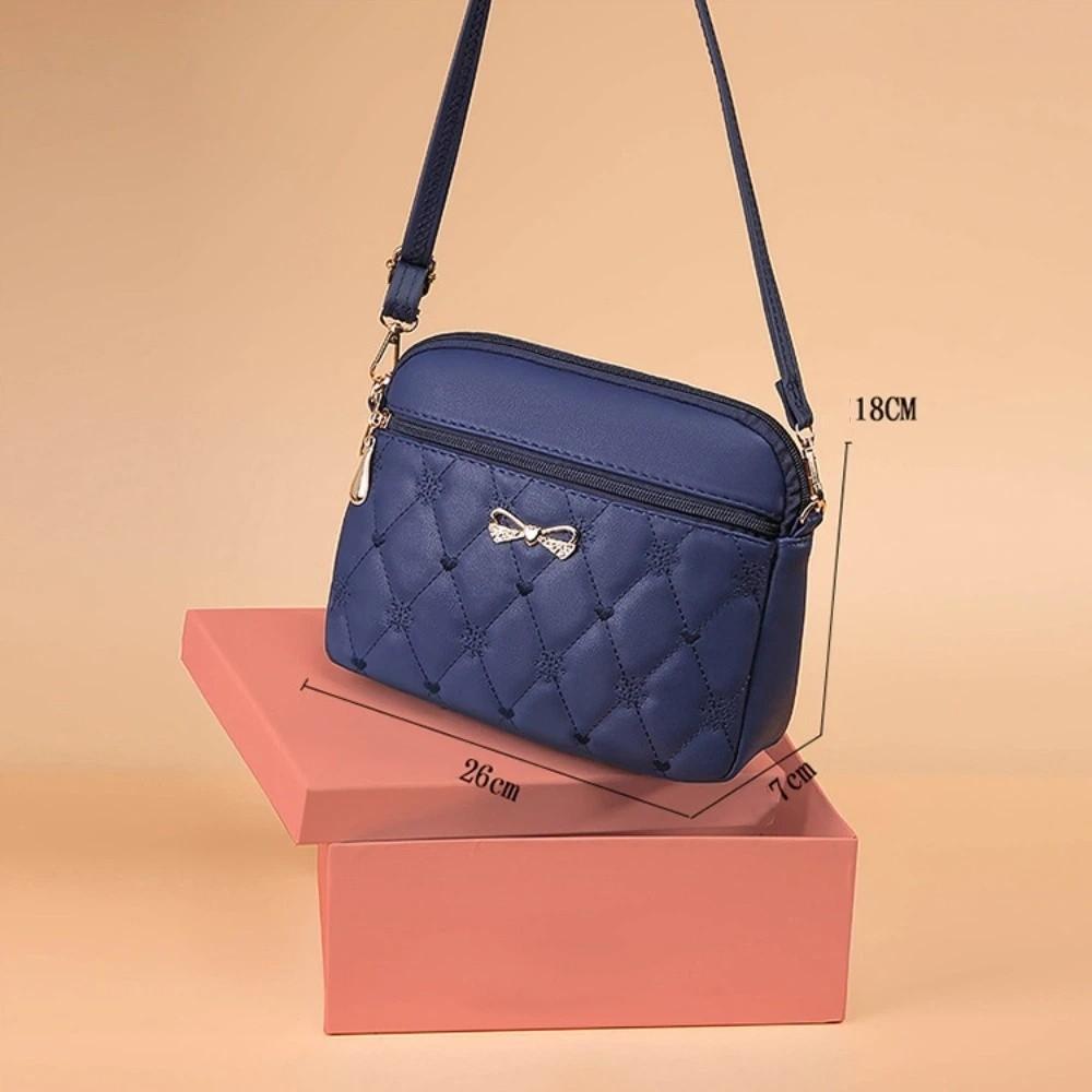 Portable Embroidery Heart Shoulder Bags Solid Color Large Capacity Messenger Bag PU Leather Women's Handbag Women