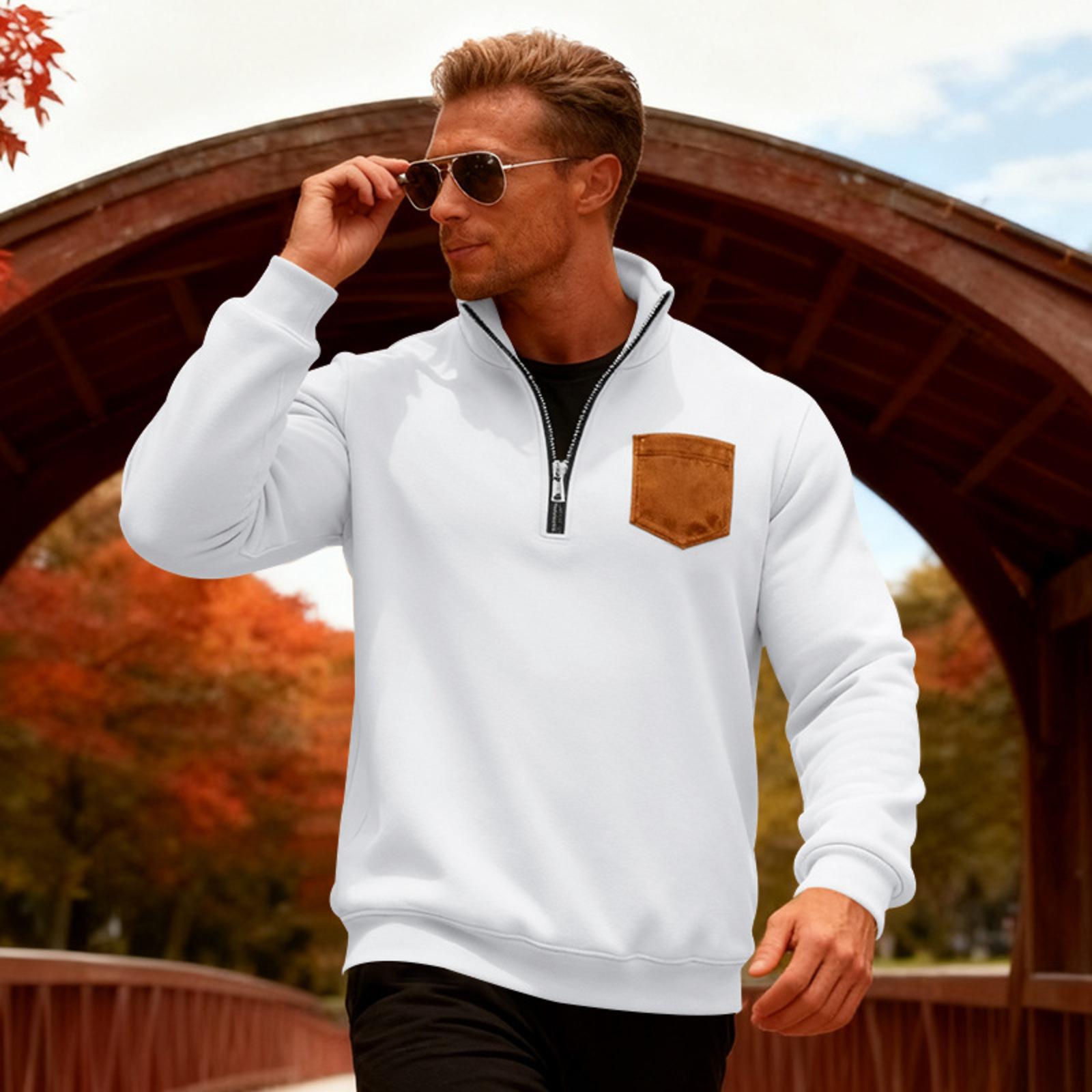 

Мужской повседневный свободный однотонный бархатный свитшот с длинным рукавом XL белый