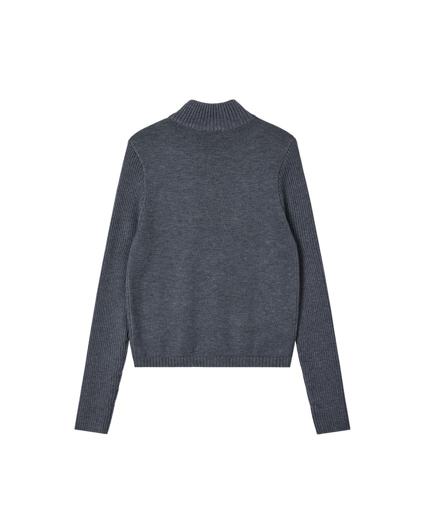 REST&RECREATION Slim Fit Half Zip-Up Knit - Gray