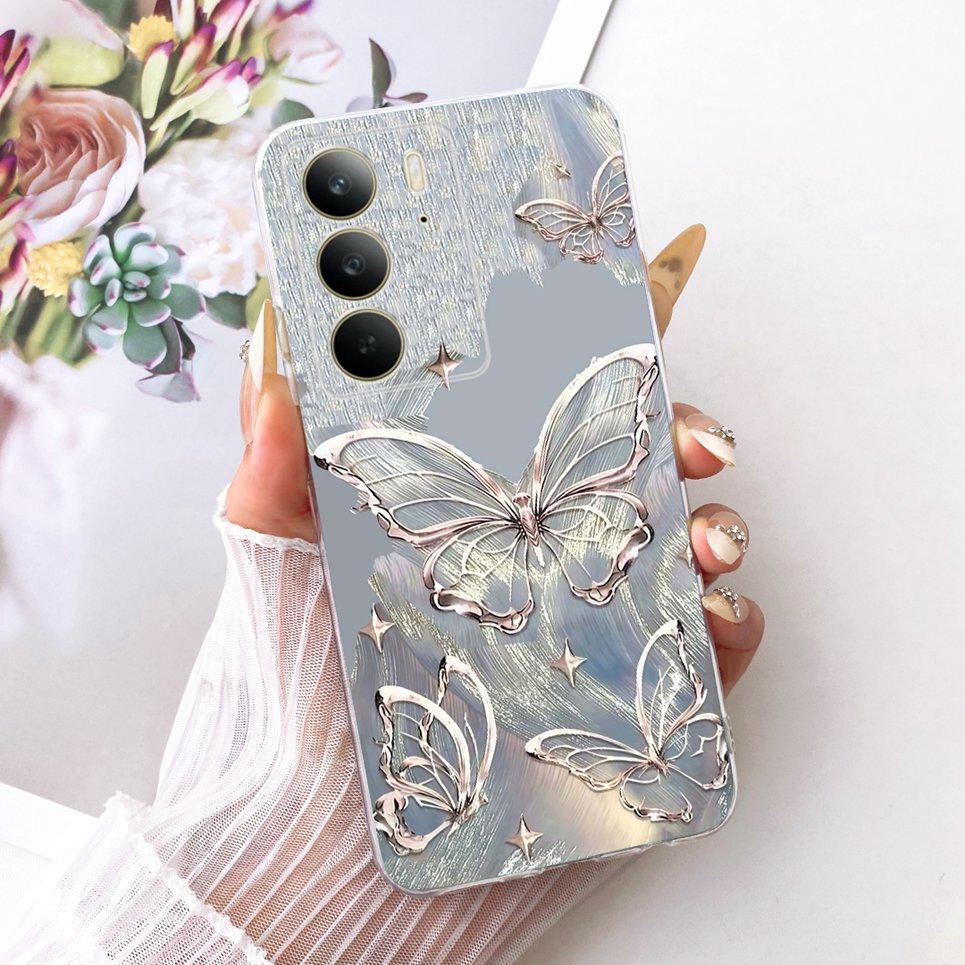 Soft Clear Silicone Casing For Realme C75 C75x RMX3941 Phone Case Cartoon Cat Dragon Flower Butterfly Pattern Back Cover