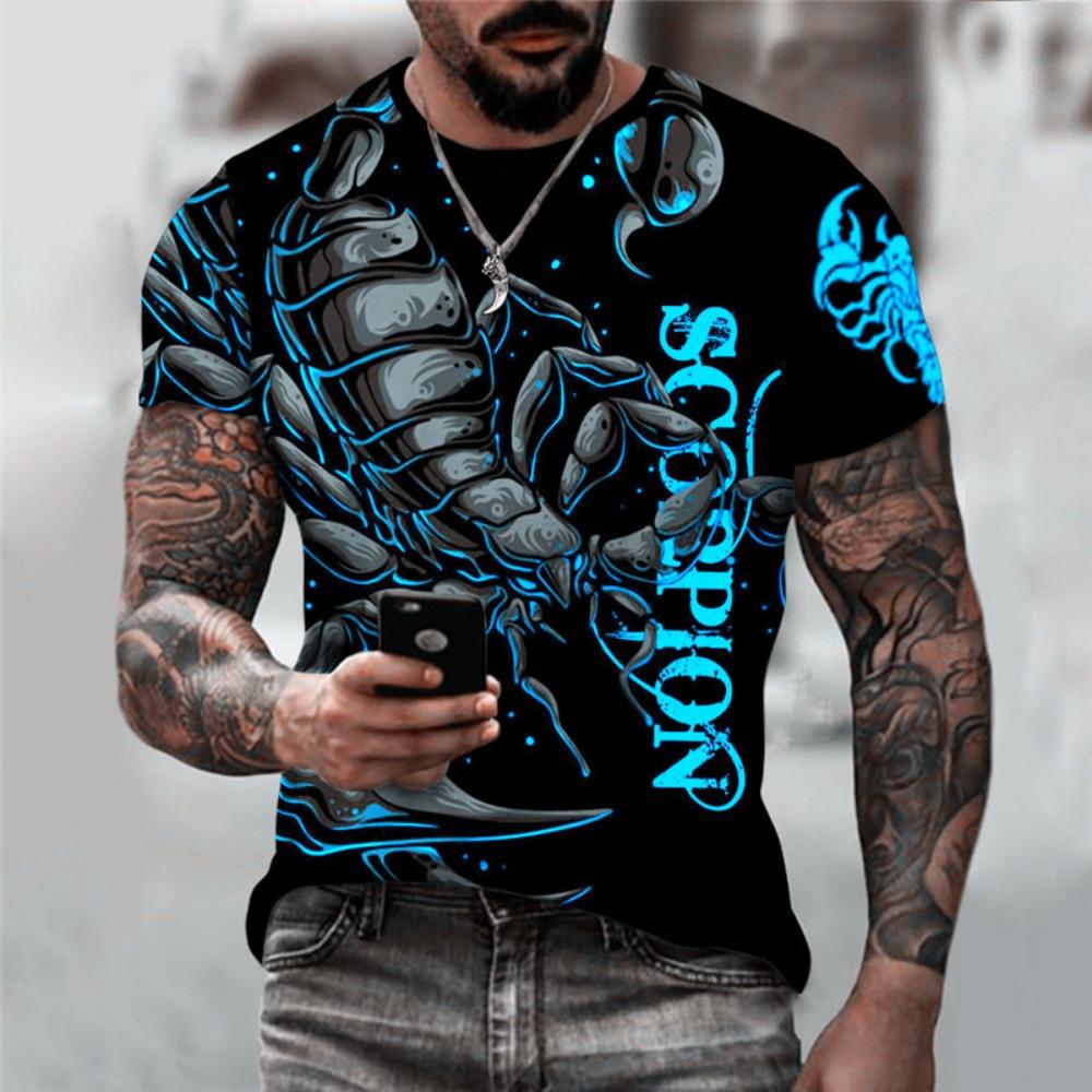 3D Print Scorpion T Shirt For Men Cool Animal Pattern T-Shirts Summer Casual Loose T-Shirts O-Neck Tops Short Sleeves
