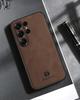Matte Plain Leather Case For Samsung S26 Ultra S26 + S25 Edge Galaxy S24 Plus S23 FE S22 Built-in Metal Car Mount Holder Cover