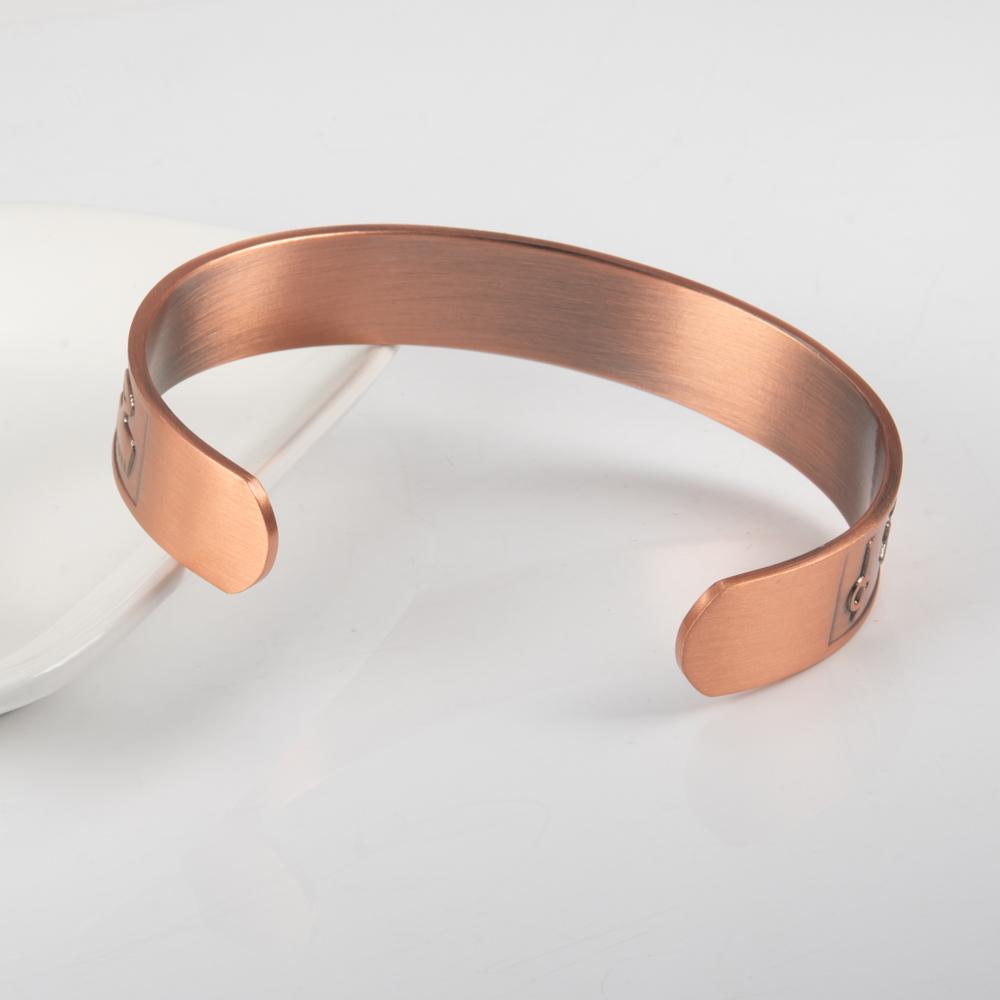 Vinterly Pure Copper Bracelets Magnetic Adjustable Bangles Open Cuff Vintage Ancient Symbols Health Energy Jewelry Resizable