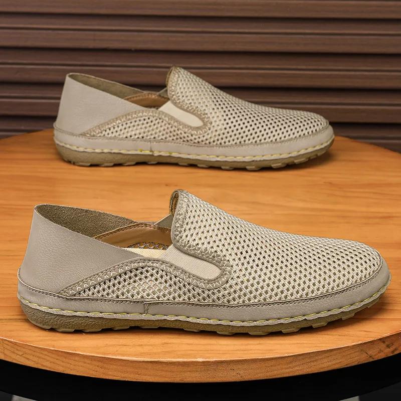Fashion Men's Flat Casual Shoes Breathable New Mesh Men's Shoes Comfortable Loafers Fashion Summer Walking Sandals Outdoor Men Sneakers