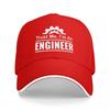 Trust Me Im An Engineer Gear Logo Baseball Cap Black and White Design for Engineering Enthusiasts and Professionals