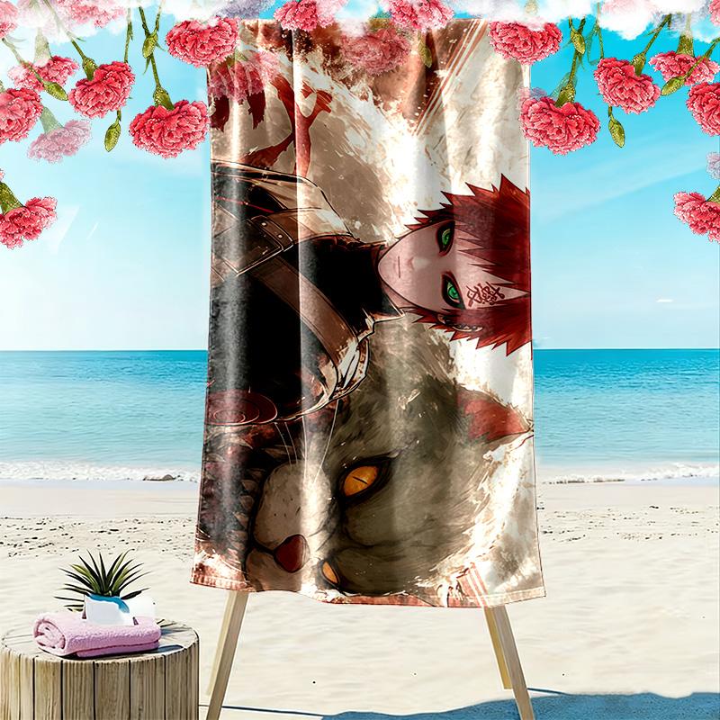 Gaara Red Theme Print Beach Towel, Large Soft Quick Dry Towel for Beach Camping Swimming