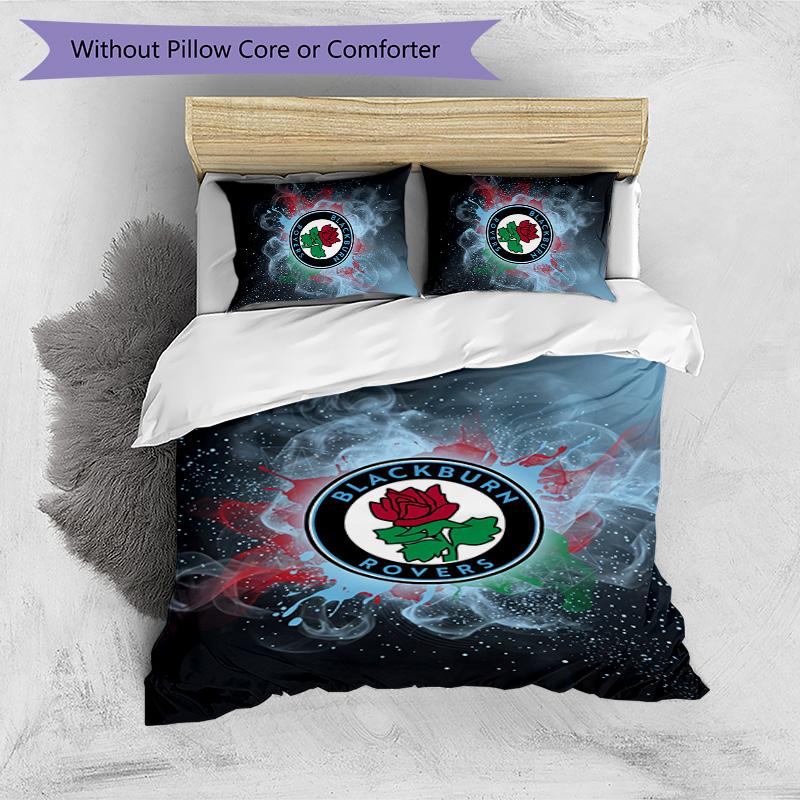 Blackburn Rovers Football Printed 3 Pieces Bedding Set, Comfortable Skin Friendly Bedroom Duvet Cover Set