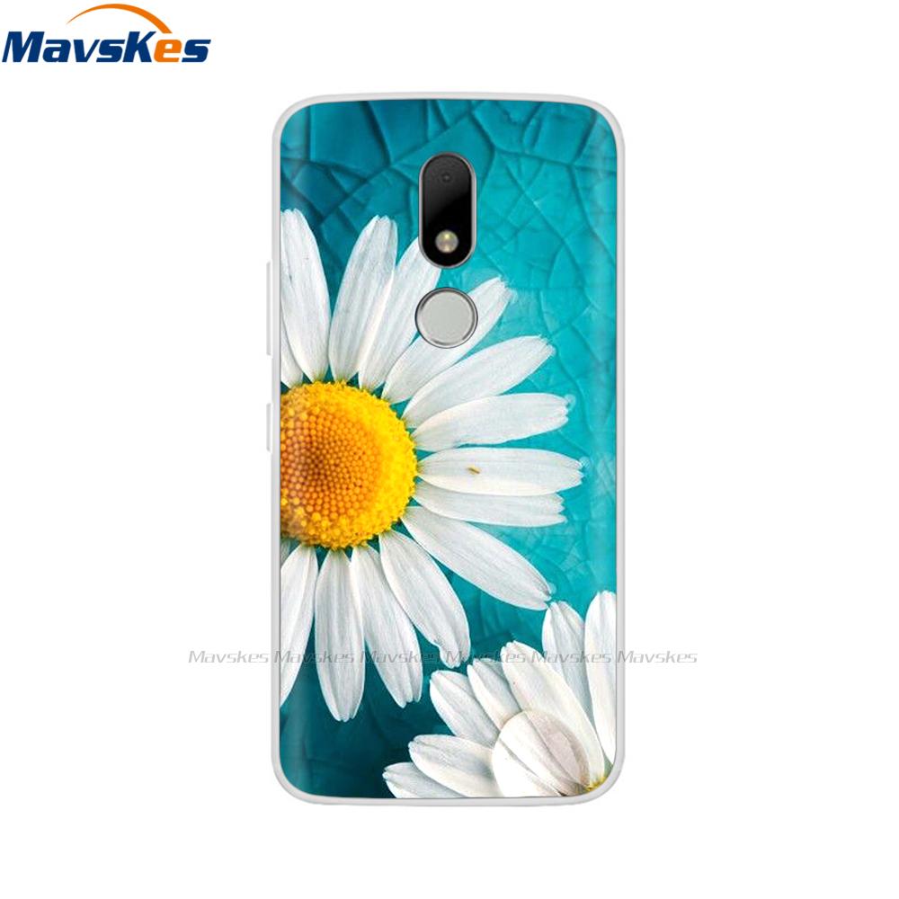 Soft TPU Case For Motorola Moto M Case XT1662 5.5inch Cute Cartoon Silicone Back Cover For Moto M Case XT1663 Phone Cases flower