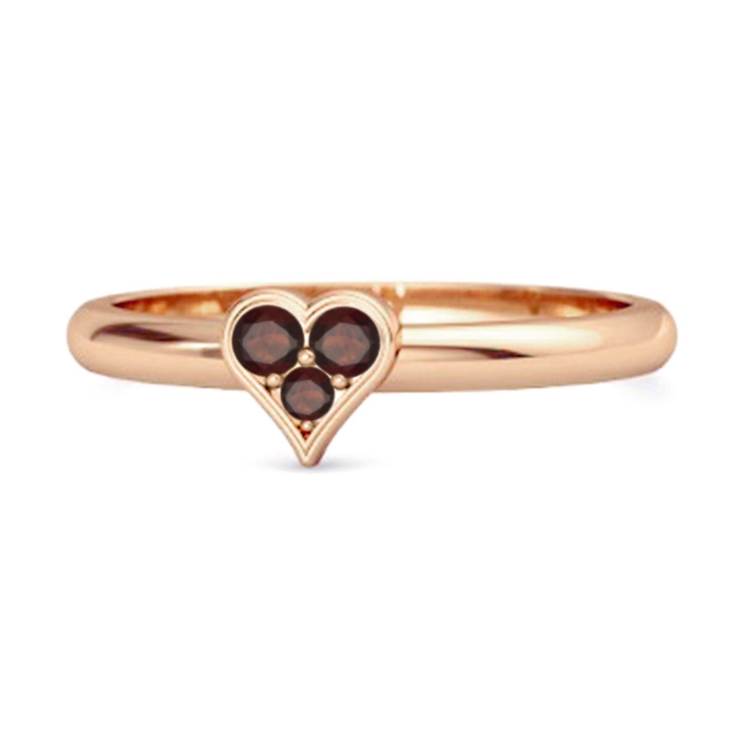 Garnet Heart Cluster Ring - 925 Sterling Silver Rose Gold Vermeil 7.5
