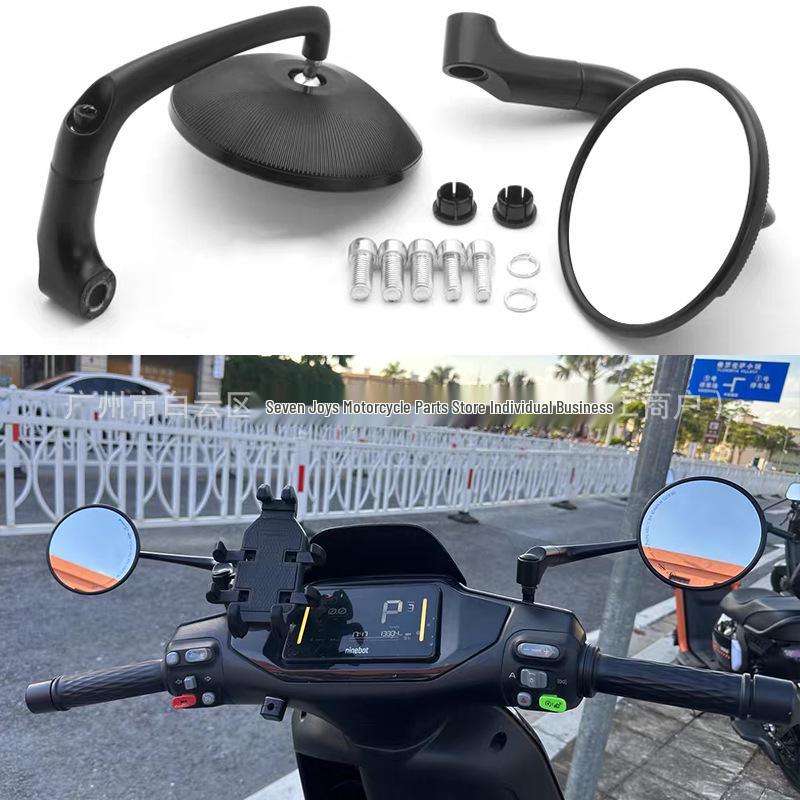 Retro Motorcycle Metal Rearview Mirror with Large Field of View for Electric Vehicles