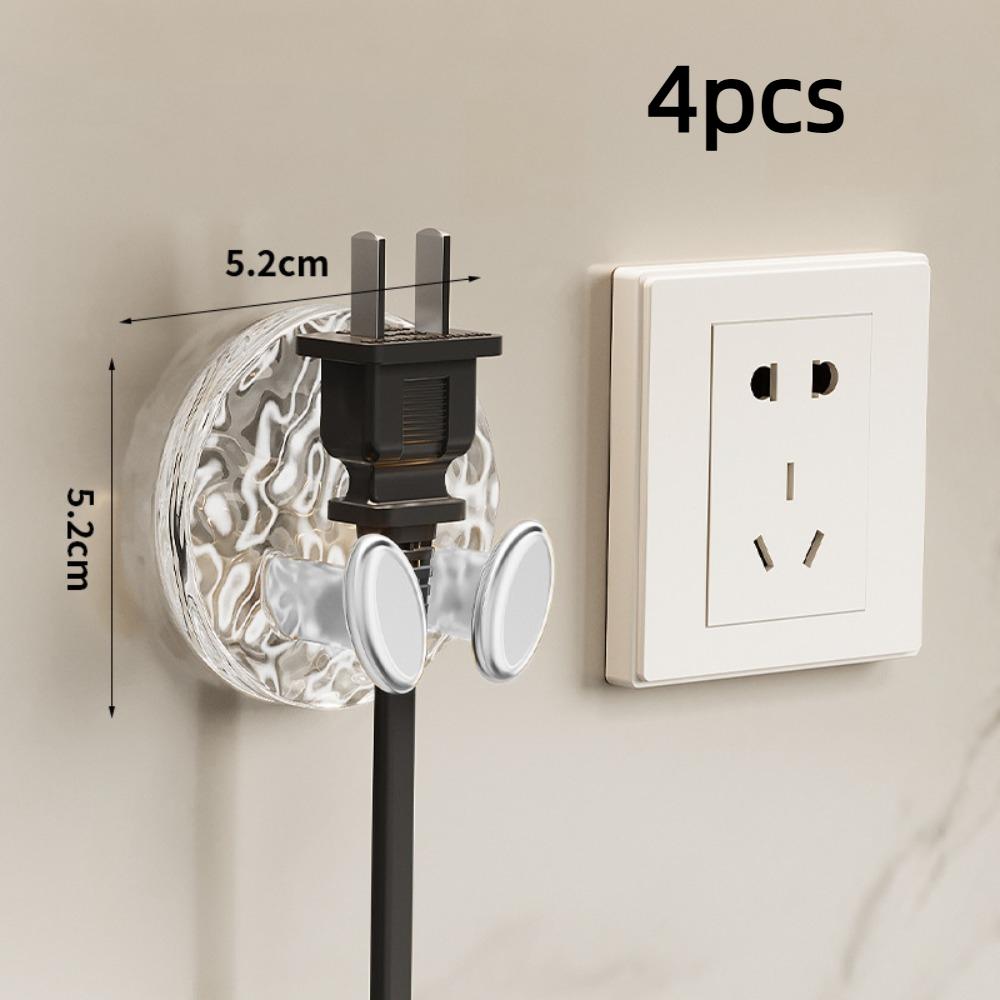 4pcs Punch-free Power Plug Socket Holder PET Wall Hanging Hook New Wall Storage Hook