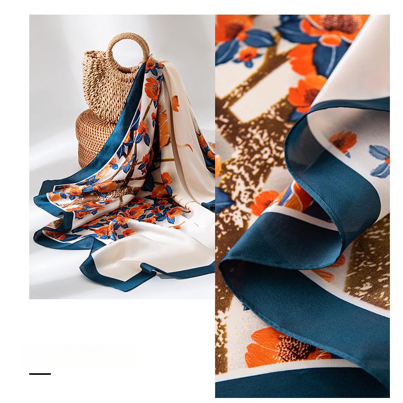 New satin imitation silk printing large square scarf high-end scarf mother scarf women's 80x180cm shawl