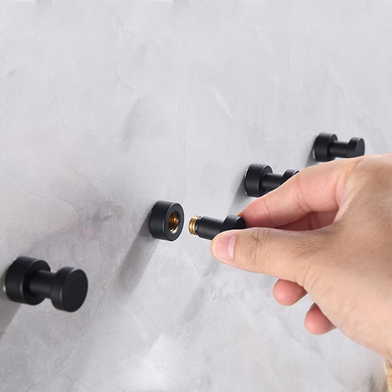 5pc/Set All Copper Hook Bathroom Door Back Coat Hook Single Hook Black/Brushed Gold Wall Coat Hat Towel Hook Bathroom Hardware