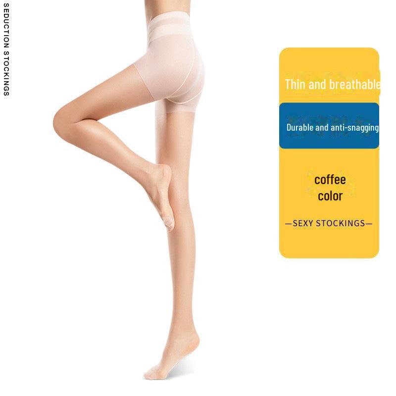 Ultra-Thin Summer Women's Stockings: Durable, Anti-Snag, Flesh-Colored & Black, Sexy, One-Line Crotch Design.