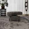 Chenille-Covered Half-Moon Storage Stool with Tray, Padded Seat, Dressing & Shoe Stool and Footrest for Living Room, Entryway & Hallway, Gray