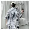 Ice Silk 7-quarter Sleeve Stand-up Collar Shirt Men Personality Fashionable Printed Loose Cardigan