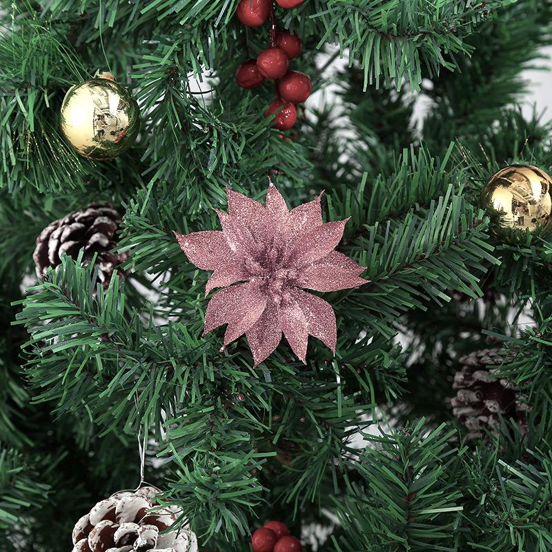 Exquisite Christmas Flowers, Solid Scallion Powder Gold, Silver and Red Flower, Christmas Tree Ornaments, Christmas Wreaths, Rattan, Christmas Decorat