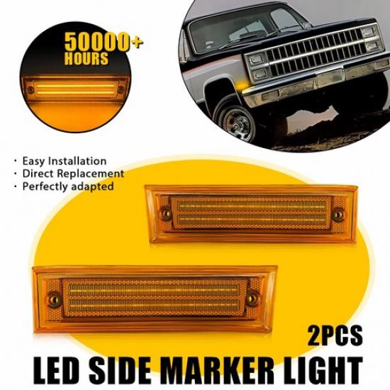 

For 81-91 GMC Chevy Pickup Truck Pair Front Signal Marker Side Lights Amber EXV